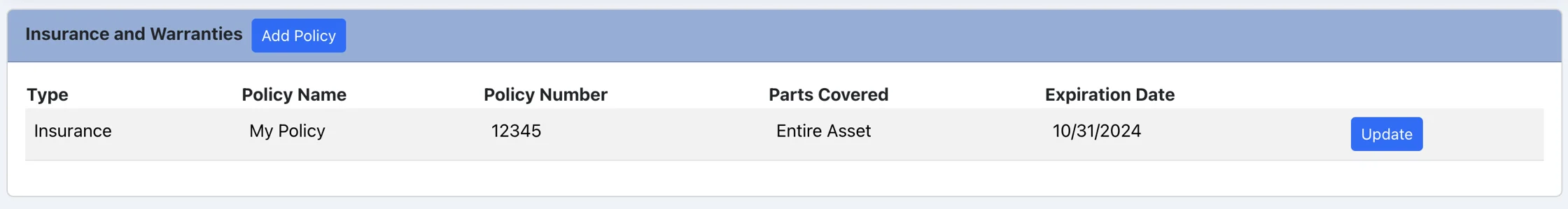 Insurance and Warranty Policy Expirations