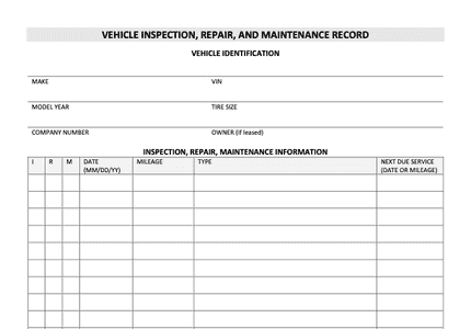 Vehicle Maintenance Record