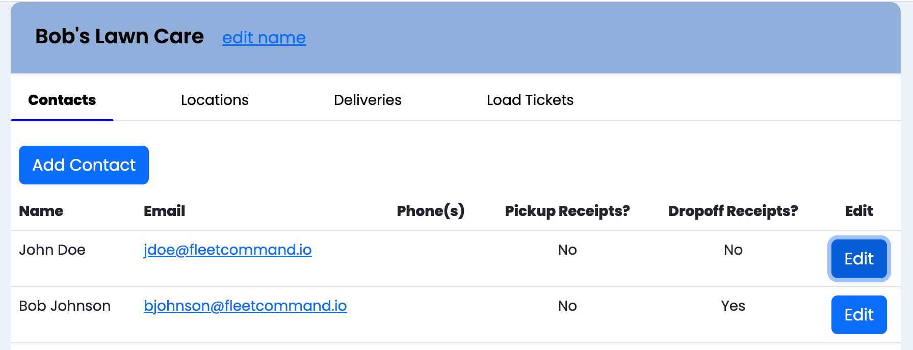Customer settings
