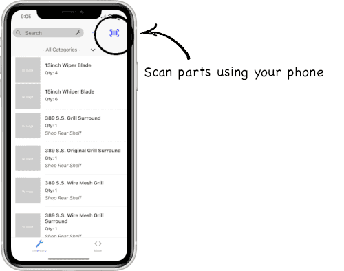 Inventory List - Scan Parts